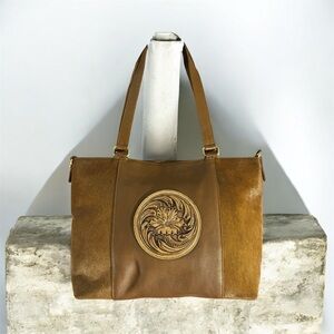 SVK Women's Concealed Carry Genuine Cowhide and Leather Hand Tooled Handbag